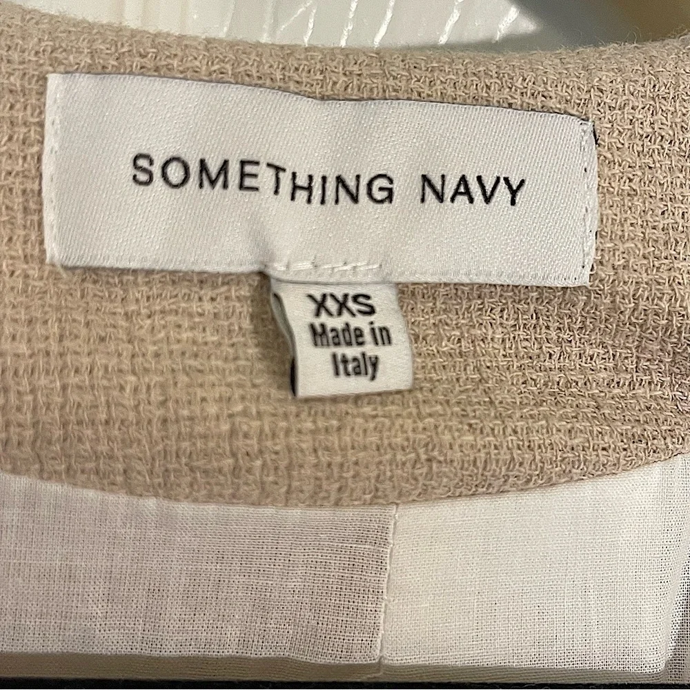 Something Navy Tan Linen Blend Lined Blazer Jacket Size XXS - Picture 4 of 14
